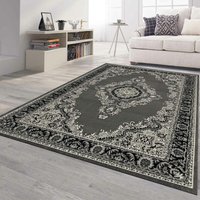 Teppich Home - Orient Teppich rot beige grau schwarz klassisch dicht gewebt mit Ornament und Blumenmotiven,80x150 cm, G8757 von TEPPICH HOME