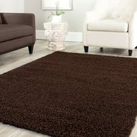 Teppich Home - Shaggy Teppich Farbe Hochflor Langflor Teppiche Modern Uni Farben ,Braun, ø 80 cm Rund von TEPPICH HOME