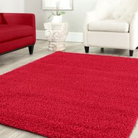 Teppich Home - Shaggy Teppich Farbe Hochflor Langflor Teppiche Modern Uni Farben ,Rot, 40x60 cm von TEPPICH HOME