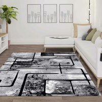 Teppich Home - Teppich Grau Wohnzimmer Kurzflor Geometrisch Muster Abstrakt Meliert,160x220 cm von TEPPICH HOME