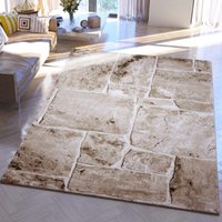 Teppich Home - Designer Teppich Modern Steinmauer Marmor Optik in Grau oder Beige,Beige, 80x150 cm von TEPPICH HOME