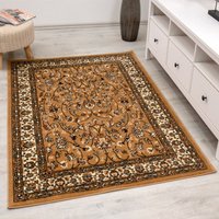 Orient Teppich rot beige grau schwarz klassisch dicht gewebt mit Ornament und Blumenmotiven,40x60 cm, B2430 von TEPPICH HOME