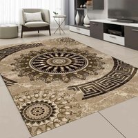 Teppich Wohnzimmer Kurzflorig Medaillon Motiv in stilvollem Design in Braun/Beige Deko,120 x 170 cm von TEPPICH HOME