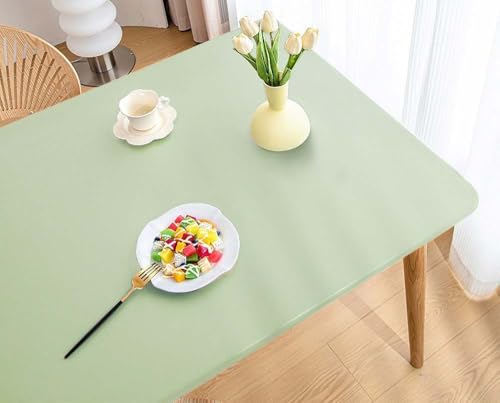 Rechteckige Tischdecke Abdeckung, PU Wasserdichtes elastisches Tischtuch Wasserdichtes ölbeständiges Tischtuch Abwischbare Tischdecke für Picknick, Camping, Outdoor (Grass Green,70X130cm) von TEPPOIC