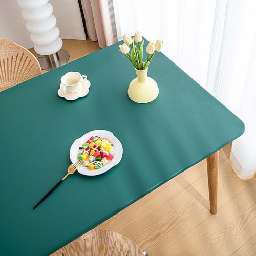 Rechteckige Tischdecke Abdeckung, PU Wasserdichtes elastisches Tischtuch Wasserdichtes ölbeständiges Tischtuch Abwischbare Tischdecke für Picknick, Camping, Outdoor (Turquoise,70X130cm) von TEPPOIC