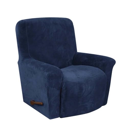 TEPPOIC Liegestuhlabdeckung Samt Stretch Liegestuhl Sofa Slipcover, Anti-Rutsch Liegestuhlabdeckung Couchabdeckungen Möbelschutz 4 Stück mit Seitentasche (A) von TEPPOIC