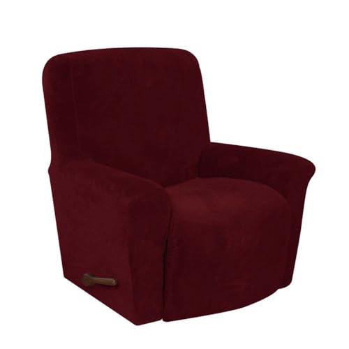 TEPPOIC Liegestuhlabdeckung Samt Stretch Liegestuhl Sofa Slipcover, Anti-Rutsch Liegestuhlabdeckung Couchabdeckungen Möbelschutz 4 Stück mit Seitentasche (G) von TEPPOIC