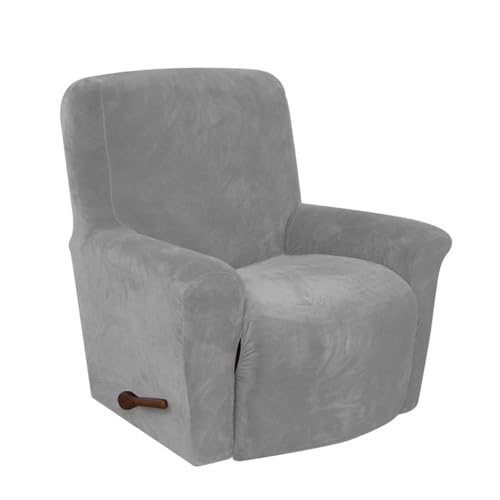 TEPPOIC Liegestuhlabdeckung Samt Stretch Liegestuhl Sofa Slipcover, Anti-Rutsch Liegestuhlabdeckung Couchabdeckungen Möbelschutz 4 Stück mit Seitentasche (I) von TEPPOIC