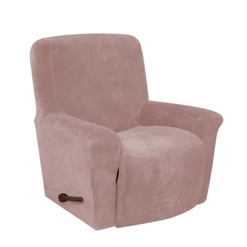 TEPPOIC Liegestuhlabdeckung Samt Stretch Liegestuhl Sofa Slipcover, Anti-Rutsch Liegestuhlabdeckung Couchabdeckungen Möbelschutz 4 Stück mit Seitentasche (J) von TEPPOIC