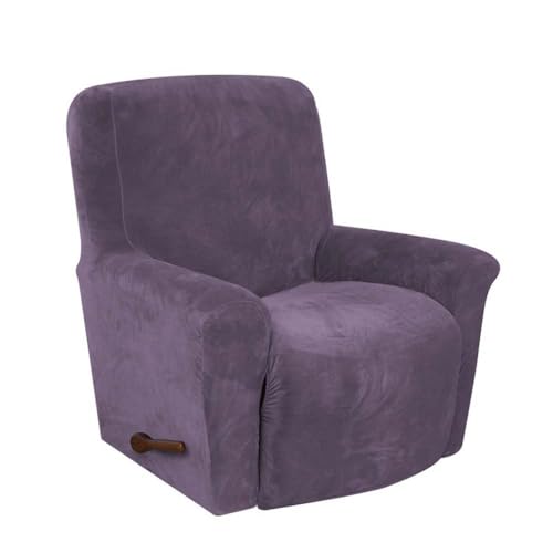 TEPPOIC Liegestuhlabdeckung Samt Stretch Liegestuhl Sofa Slipcover, Anti-Rutsch Liegestuhlabdeckung Couchabdeckungen Möbelschutz 4 Stück mit Seitentasche (L) von TEPPOIC