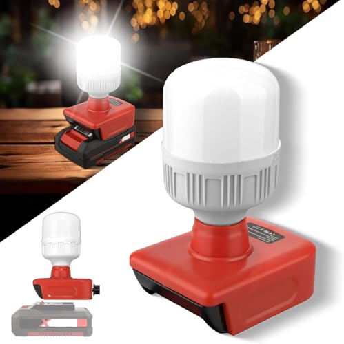 12W 1300LM LED -Arbeitslicht für Einhell mit E27 LED -Glühbirne, Schnurloses -Scheinwerfer für Einhell PXC 18V Max 6500K Strahler Baustellen Lampe für Notfallcamping von TEPULAS