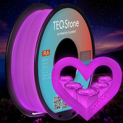 TEQStone PLA Filament 1,75mm Glow In The Dark Leuchteffekt für 3D Drucker in Vakuumverpackung 1kg Spule (Rosarot Leuchten) von TEQStone