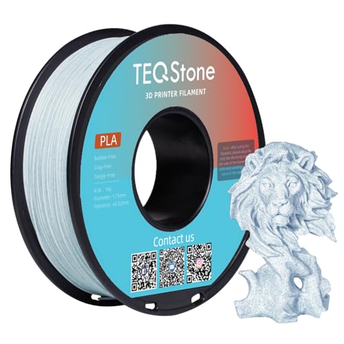 TEQStone PLA Filament 1,75mm Marmor Blau, Steinähnliche Oberfläche, Maßgenauigkeit +/- 0,03 mm, 3D Drucker Filament Stein PLA 1KG Spule von TEQStone