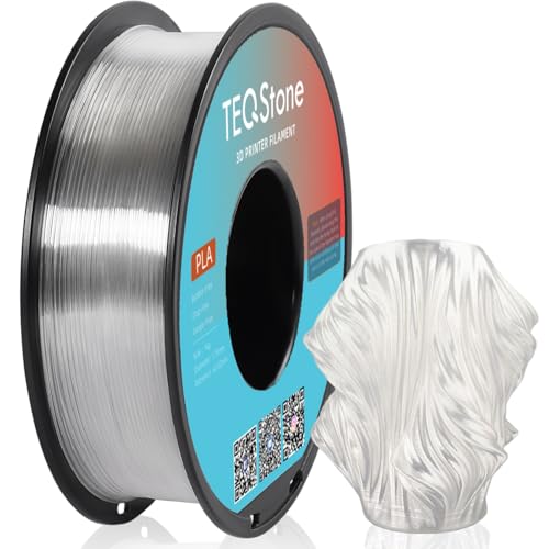 TEQStone PLA Filament 1,75mm Transparent 1KG Maßhaltigkeit +/-0,02mm Sauber Gewickelt PLA Basic 3D Drucker Filament Vakuumverpackung von TEQStone