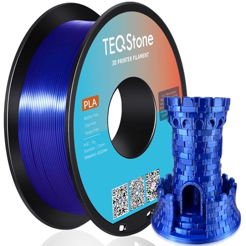 TEQStone Silk PLA Filament 1.75mm Blau 1KG, Maßhaltigkeit +/-0.02mm Spule Sauber Gewickelt 3D Drucker Filament Vakuumverpackung von TEQStone