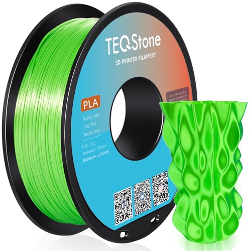 TEQStone Silk PLA Filament 1.75mm Grün 1KG, Maßhaltigkeit +/-0.02mm Spule Sauber Gewickelt 3D Drucker Filament Vakuumverpackung von TEQStone