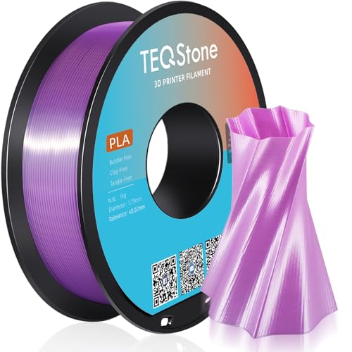 TEQStone Silk PLA Filament 1,75mm Lila 1KG, Hochglänzende Oberfläche, Sauber Gewickelt, Maßhaltigkeit +/-0,02mm Vakuumverpackung von TEQStone