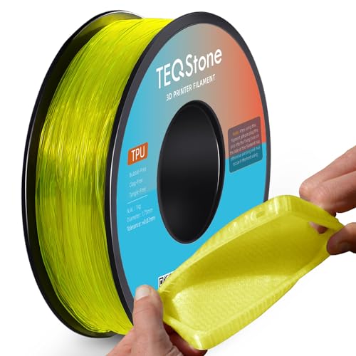 TEQStone TPU Filament 1.75mm Gelb 1Kg Spule 95A Flexibel Weiches 3D Drucker Filament Maßgenauigkeit +/-0.03mm Vakuumverpackung von TEQStone