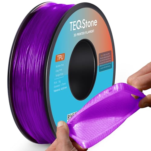 TEQStone TPU Filament 1.75mm Lila 1Kg Spule 95A Flexibel Weiches 3D Drucker Filament Violett Maßgenauigkeit +/-0.03mm Vakuumverpackung von TEQStone