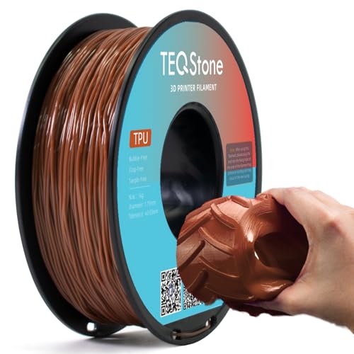 TEQStone TPU Filament 1.75mm Neu Braun 1Kg Spule 95A Flexibel Weiches 3D Drucker Filament Maßgenauigkeit +/-0.03mm Vakuumverpackung von TEQStone