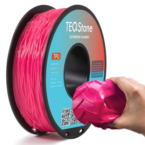 TEQStone TPU Filament 1.75mm Neu Rosa 1Kg Spule 95A Flexibel Weiches 3D Drucker Filament Maßgenauigkeit +/-0.03mm Vakuumverpackung von TEQStone