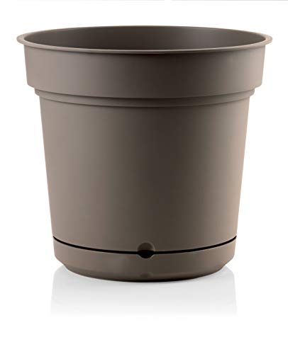 Teraplast Hydral Ø 48 cm - Außen- und Innen-Topf aus blickdichtem Kunststoff, braun, 100% recycelbar mit Wasserreserve; Pflanzkübel für drinnen und draußen von TERAPLAST