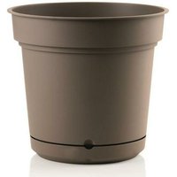 Teraplast - Outdoor runde Vase aus Kunstoff mit Untersetzer ''Hydral Element'' für Blumen und Pflanzen -18 cm / Braun von TERAPLAST