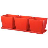Teraplast - Trio Santiago'' Set , Kunststofftöpfe für Blumen und Pflanzen für Außenbereich und Garten -Rot Teraplast - Trio Santiago'' Set , Kunststofftöpfe für Blumen und Pflanzen für Außenbereich und Garten -Rot von TERAPLAST