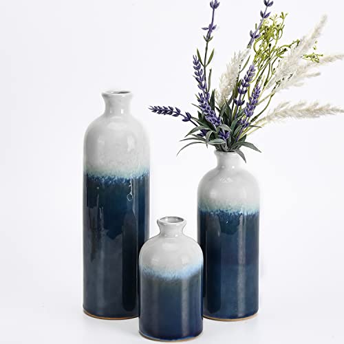 TERESA'S COLLECTIONS Glasierte marineblaue und weiße Keramikvase, Moderne Wohnkultur-Akzente, dekorative Vasen für Tischdekoration, Blumenvasen für Kaminsims, Wohnzimmer, 30 cm – Set mit 3 Stück TERESA'S COLLECTIONS Glasierte marineblaue und weiße Keramikvase, Moderne Wohnkultur-Akzente, dekorative Vasen für Tischdekoration, Blumenvasen für Kaminsims, Wohnzimmer, 30 cm – Set mit 3 Stück von TERESA'S COLLECTIONS