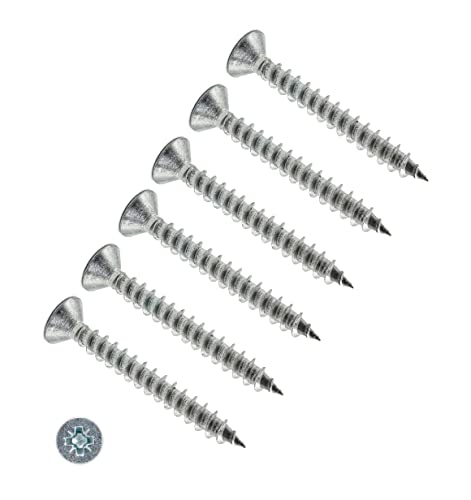 TERF® 4,0 mm x 45 mm Pozi flache Doppel-Senkkopfschrauben Edelstahl A2 (304) für PVCu Holz Spanplatten MDF und allgemeine Verwendung Schraubengröße 4,0 x 45 mm (Nr. 8 x 1,48) – 25 Stück von TERF