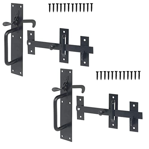 TERF® Heavy Duty Suffolk Gate Latch Door Lock Black Thumb Latch Catch Lock - Weather Protection Suffolk Latches for External Doors Gate Shed Door Lock with Fixing - Pack of 2 von TERF