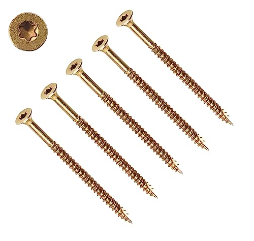 TERF® Hochleistungs-Mehrzweckschraube, 4,5 x 70 mm, Torx-Antrieb, Flach-Senkkopf-Holzschrauben, 4,5 mm x 70 mm (Nr. 9 x 2,3/4), für Hartholz, Terrassendielen, MDF, Kunststoff und Blech, 50 Stück von TERF