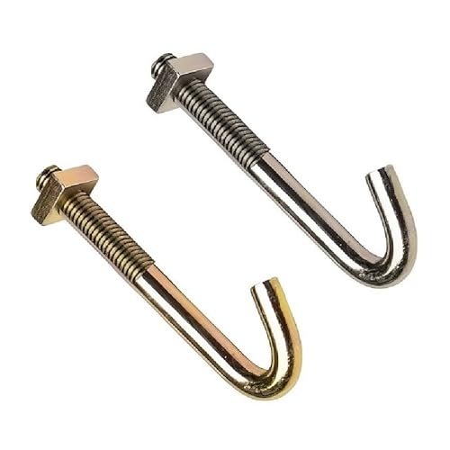 TERF® J-Hakenschrauben M6 x 60 mm, verzinkter Stahl, M6 (6 mm) x 60 mm, Hakenschrauben mit Vierkantmutter für Dachrinnenzaun und zum Aufhängen von Kabeldrahtketten, 4 Stück von TERF