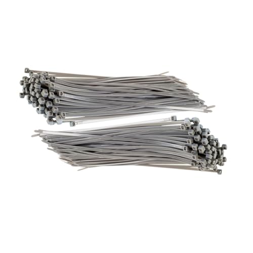 TERF® Kabelbinder, 300 mm x 7,6 mm, strapazierfähig, Nylon, sicherer selbstschließender Mechanismus, Kunststoffbinder für Zuhause, Büro, Garten, Garage, Werkstatt, Heimwerker, Grau, 100 Stück von TERF