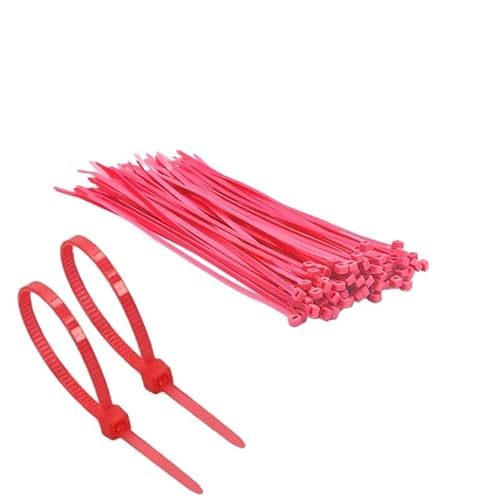 TERF® Kabelbinder, fluoreszierend, Pink, 300 mm x 4,8 mm, Premium-Nylon, sicherer selbstschließender Mechanismus, Kunststoffbinder für Zuhause, Büro, Garten, Garage, Werkstatt, Heimwerker, 100 Stück von TERF