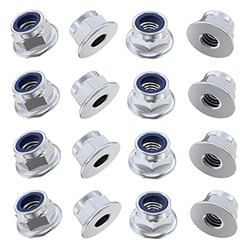 TERF® M5 Flansch Nylon Einsatz Selbstsichernde Mutter M5 (5 mm) Flansch Nyloc Einsatz Sechskant-Kontermuttern Stahl – 20 Stück von TERF