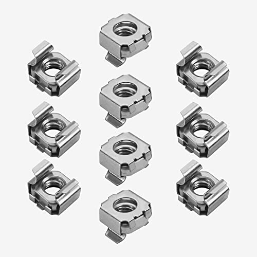 TERF® M6 Käfigmutter M6 (6 mm), Käfigmutter passend für 0.7 mm bis 1.6 mm Paneele und benötigen quadratische Lochgröße 9.5 mm Käfigmuttern für Serverausrüstung, Rackmontage, Elektropaneel, 10 Stück von TERF