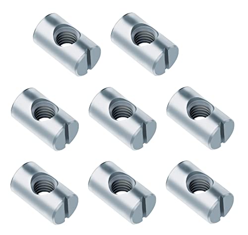 TERF® M6 x 20 mm Kreuzdübel-Zylindermuttern, M6 (6 mm) x 20 mm, Möbel-Zylindermutter, Schlitz-Antriebsdübel, Schrauben, Muttern für Möbel, Bett, Kinderbett, Mehrzweck-Verwendung, 8 Stück von TERF