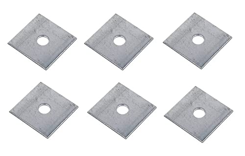 TERF® Robuste Unterlegscheiben M10 (10 mm) x 50 mm x 3 mm, verzinkter Stahl, 10 mm Innendurchmesser (Loch) x 50 mm Außendurchmesser x 3 mm Dicke, quadratische Unterlegscheiben – 6 Stück von TERF