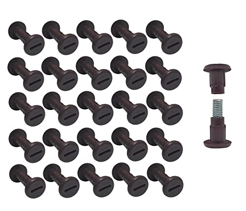 TERF® Schrankverbindung, Verbindungspfosten, Schraubbolzen, M6 (6 mm), Stahlgewinde, Möbelstück, Schrankbefestigung, Schraube für Verbindungsstücke, Möbelstärke: 27 mm bis 32 mm, Braun, 20 Stück von TERF