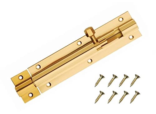 TERF® Türriegel, poliertes Messing, Schiebeschloss, 150 mm, Türriegel mit Schrauben, ideal für Innen- und Außentüren, Schlösser für Schlafzimmer, Badezimmer, Toilette, Tore, Schränke und Schränke von TERF