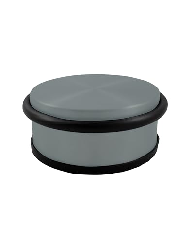 HSI Türstopper Boden Edelstahl 95 x 40 mm, Grau RAL7048 - Rutschfester Türstopper flach mit türschonendem Gummiring von TERGATO