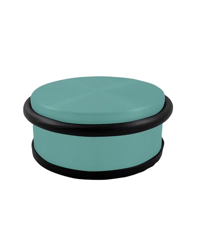 HSI Türstopper Boden Edelstahl 95 x 40 mm, Türkis RAL5024 - Rutschfester Türstopper flach mit türschonendem Gummiring von TERGATO