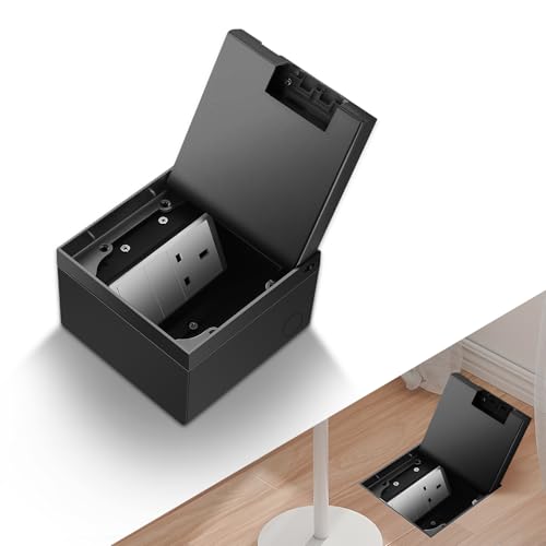 Versteckte Bodensteckdosen-Set, Bodensteckdose mit manipulationssicherer 13-A-Steckdose, korrosionsbeständige Abdeckung für Küche, Büro, öffentliche Bereiche (schwarz, 13 A-Receptacle) von TERIUX-S