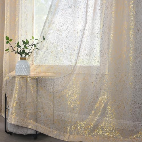TERLYEX Durchsichtige Goldfarbene Vorhänge, 228 cm lang, 2 Paneele, metallisch schimmernd, goldfarben, lichtfilternd, Privatsphäre, glitzernd, durchsichtig, 132 x 228 cm, Taupe TERLYEX Durchsichtige Goldfarbene Vorhänge, 228 cm lang, 2 Paneele, metallisch schimmernd, goldfarben, lichtfilternd, Privatsphäre, glitzernd, durchsichtig, 132 x 228 cm, Taupe von TERLYTEX
