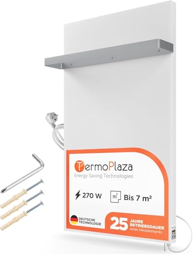 Infrarot Heizstrahler TÜV 270 W bis 7m2 Badheizkörper Handtuchhalter - Infrarot Wandheizung Elektrisch - Infrarotheizung mit Thermostat - Bad Heizkörper - Elektroheizung Energiesparend TermoPlaza von TERMOPLAZA
