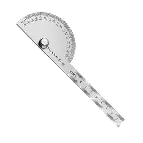 14/10 cm Edelstahl-Messwerkzeug, Winkelmesser, 180 Grad, halbrunde Winkel, Lineal für Tischlerlineal von TERNCOEW