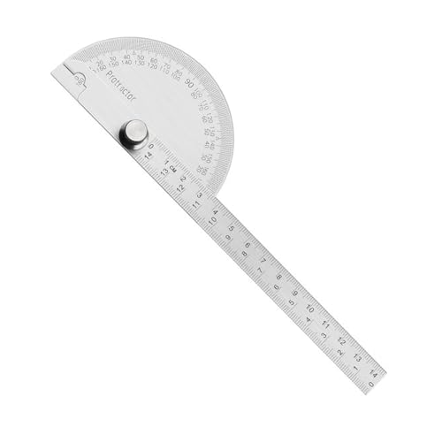 14/10 cm Edelstahl-Messwerkzeug, Winkelmesser, 180 Grad, halbrunde Winkel, Lineal für Tischlerlineal von TERNCOEW