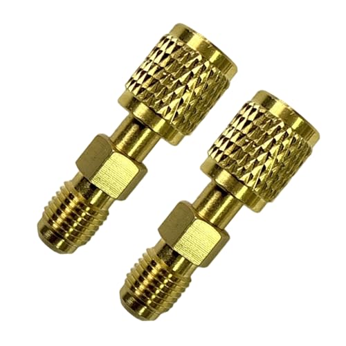 32 R454ABC Kältemittel-Adapter, Messing, 6,35 mm (1/4 Zoll), Außengewinde auf Innengewinde, mit Anti-Vibrations-Design, Umkehrgewinde von TERNCOEW