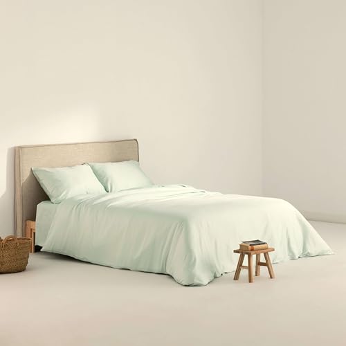 Belum Bettbezug aus Satin, Fadenzahl 300, für 90 cm breite Betten, Maße: 155 x 220 cm, Farbe: Mint | Satin-Bettbezug mit verdeckten Knöpfen. Belum Bettbezug aus Satin, Fadenzahl 300, für 90 cm breite Betten, Maße: 155 x 220 cm, Farbe: Mint | Satin-Bettbezug mit verdeckten Knöpfen. von BL BELUM